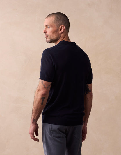 Summer Linen-Blend Polo in Navy