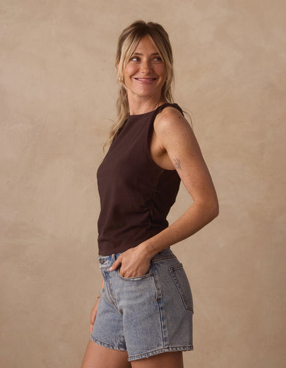 Normal Jersey Draped Tank in Umber