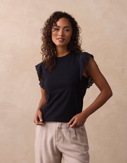 Marnie Eyelet Top in Black