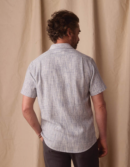 Freshwater Short Sleeve Button Up Shirt in Blue Multi