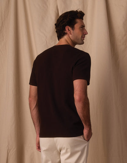 Driftknit Sweater Tee in Dark Brown