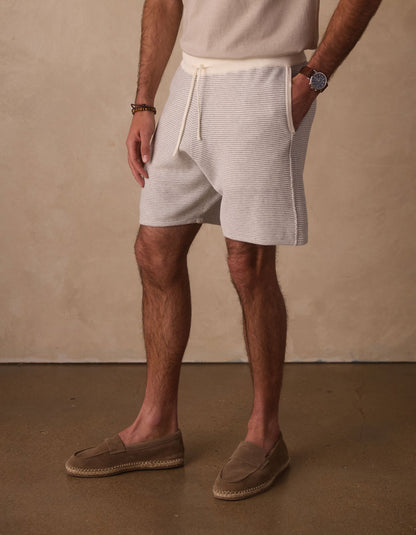 Robles Birdseye Knit Short in Cream/Grey