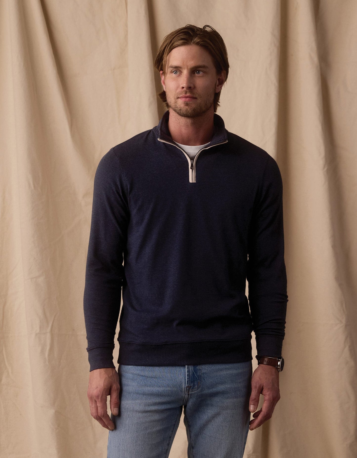 Puremeso Weekend Quarter Zip in Normal Navy