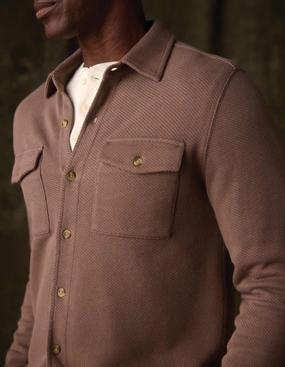 Looped Terry Button Up in Cedar