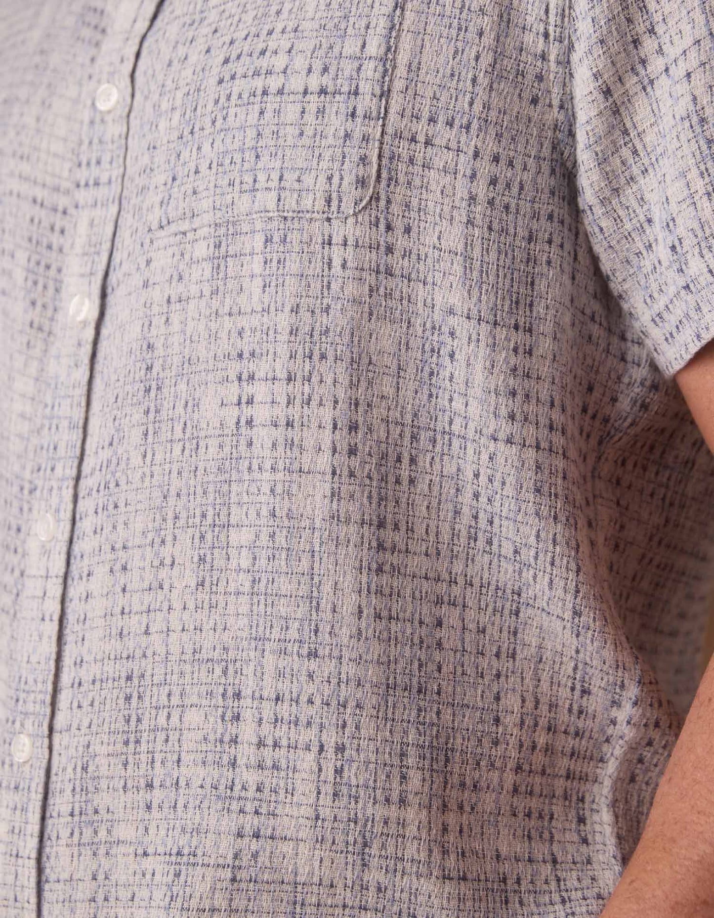 Freshwater Short Sleeve Button Up Shirt in Blue Multi