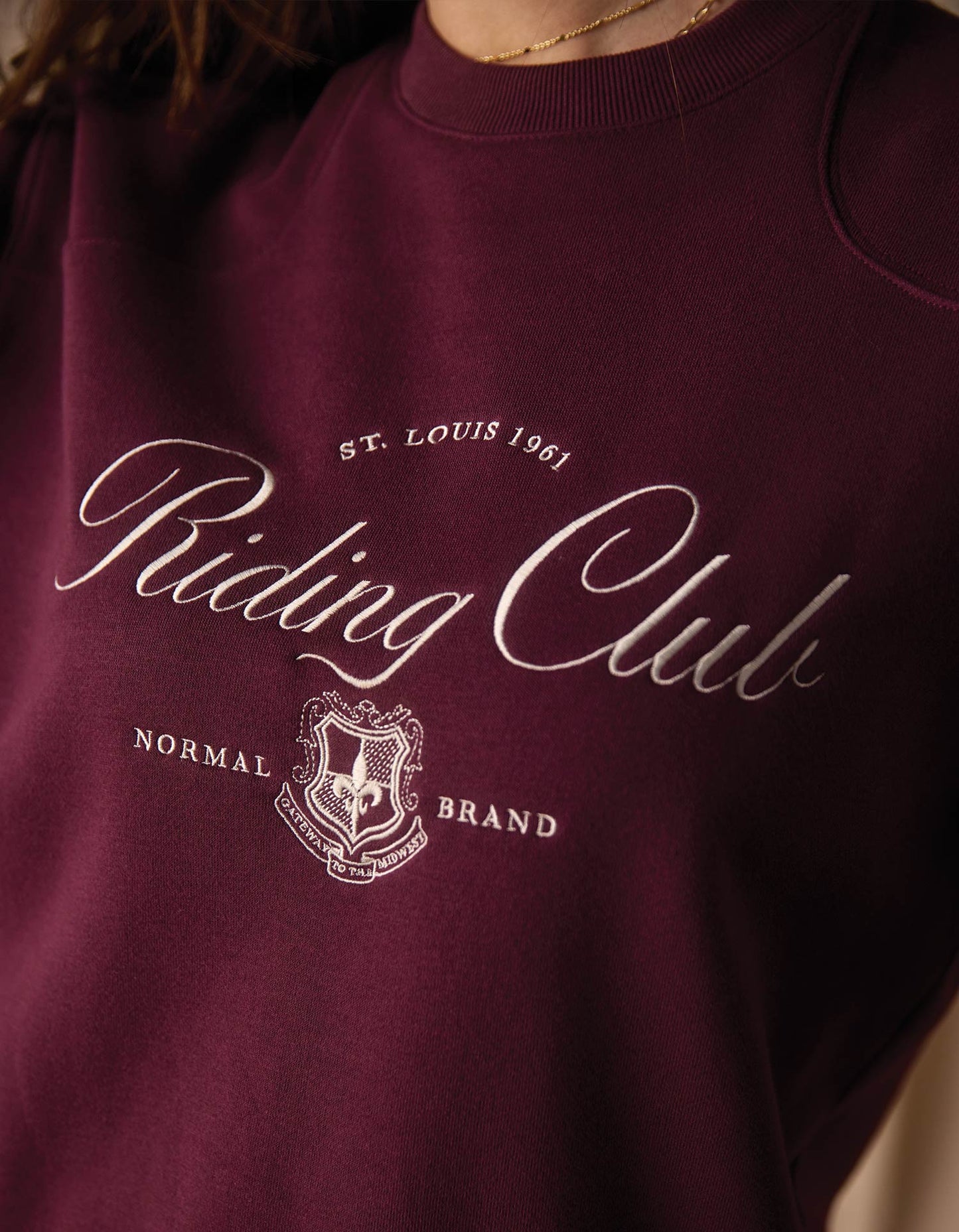 Normal Fleece Graphic Crewneck in Port Wine