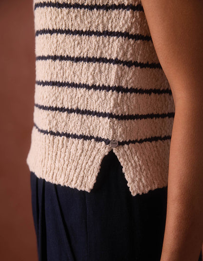 Louise Knit Tank in Cream/Navy Stripe