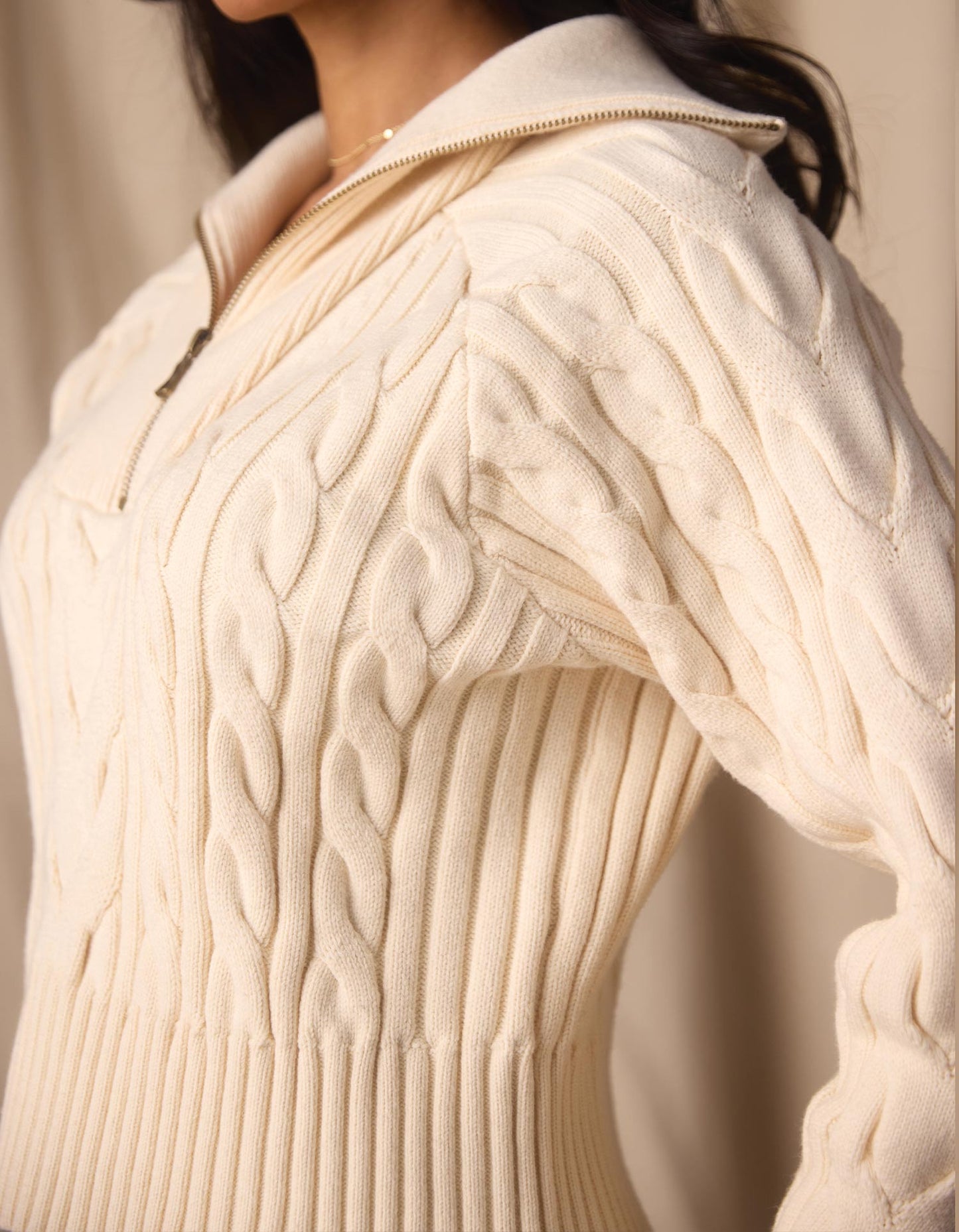 Lola Everyday Quarter Zip in Cream