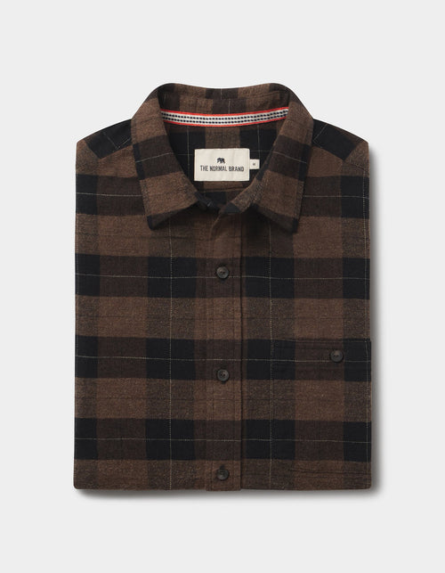 Hudson Double Brushed Flannel in Dark Brown Plaid