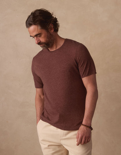 Summer Linen-Blend Knit Tee in Espresso