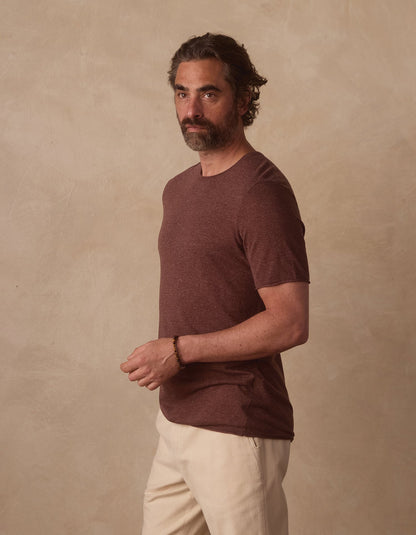 Summer Linen-Blend Knit Tee in Espresso