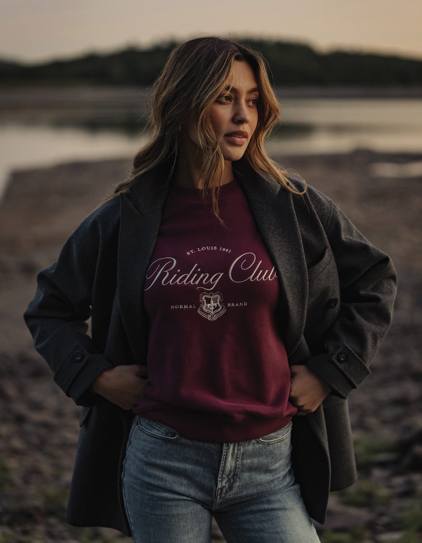 Normal Fleece Graphic Crewneck in Port Wine