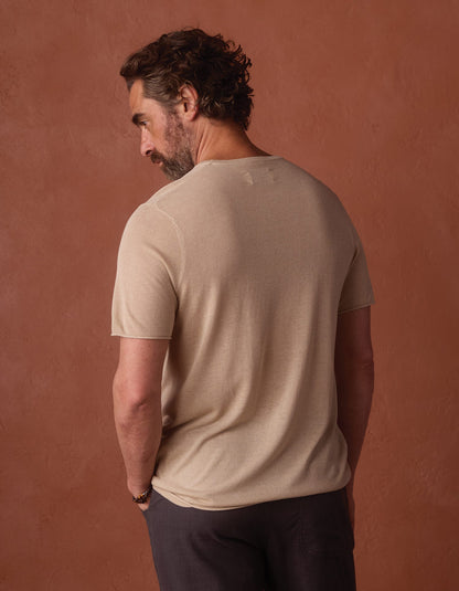 Summer Linen-Blend Knit Tee in Jute