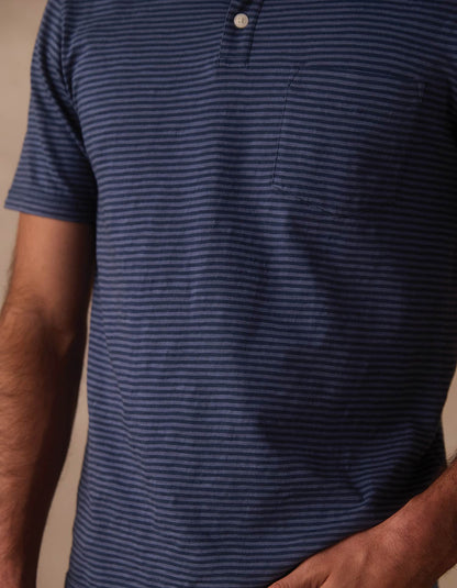 Vintage Slub Pocket Polo in Denim Stripe