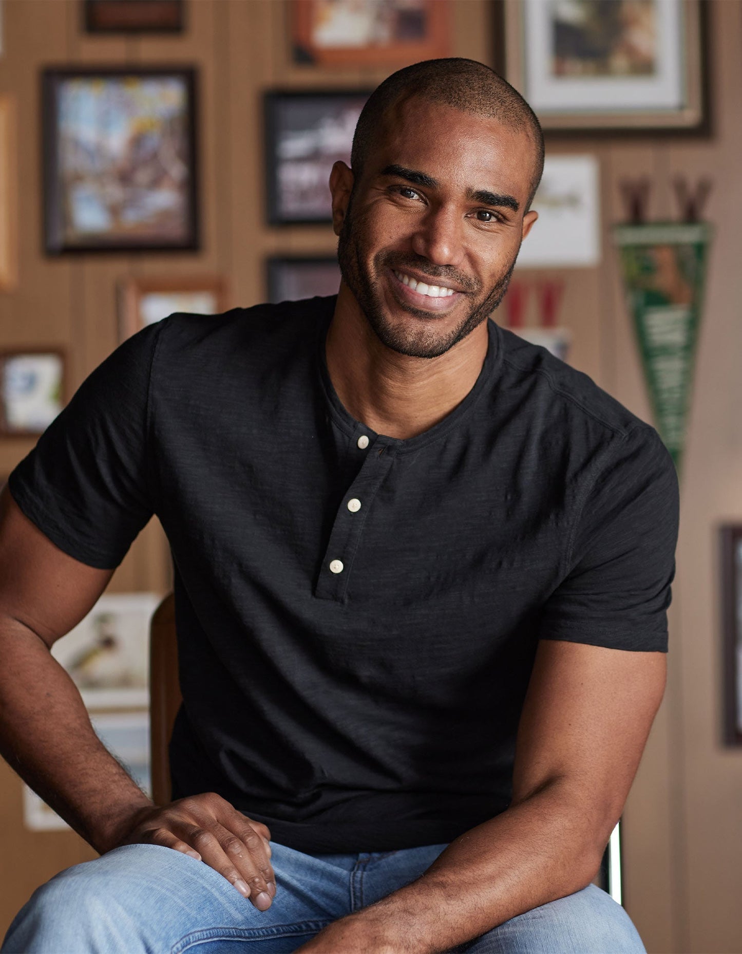 Vintage Slub Henley in Black