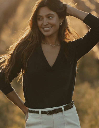 Ravello Long Sleeve Polo in Navy