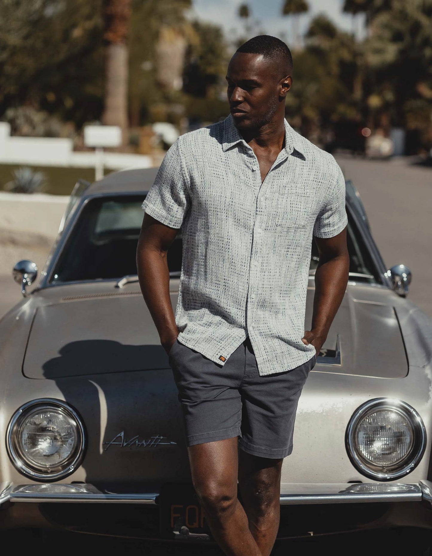 Freshwater Short Sleeve Button Up Shirt in Blue Multi