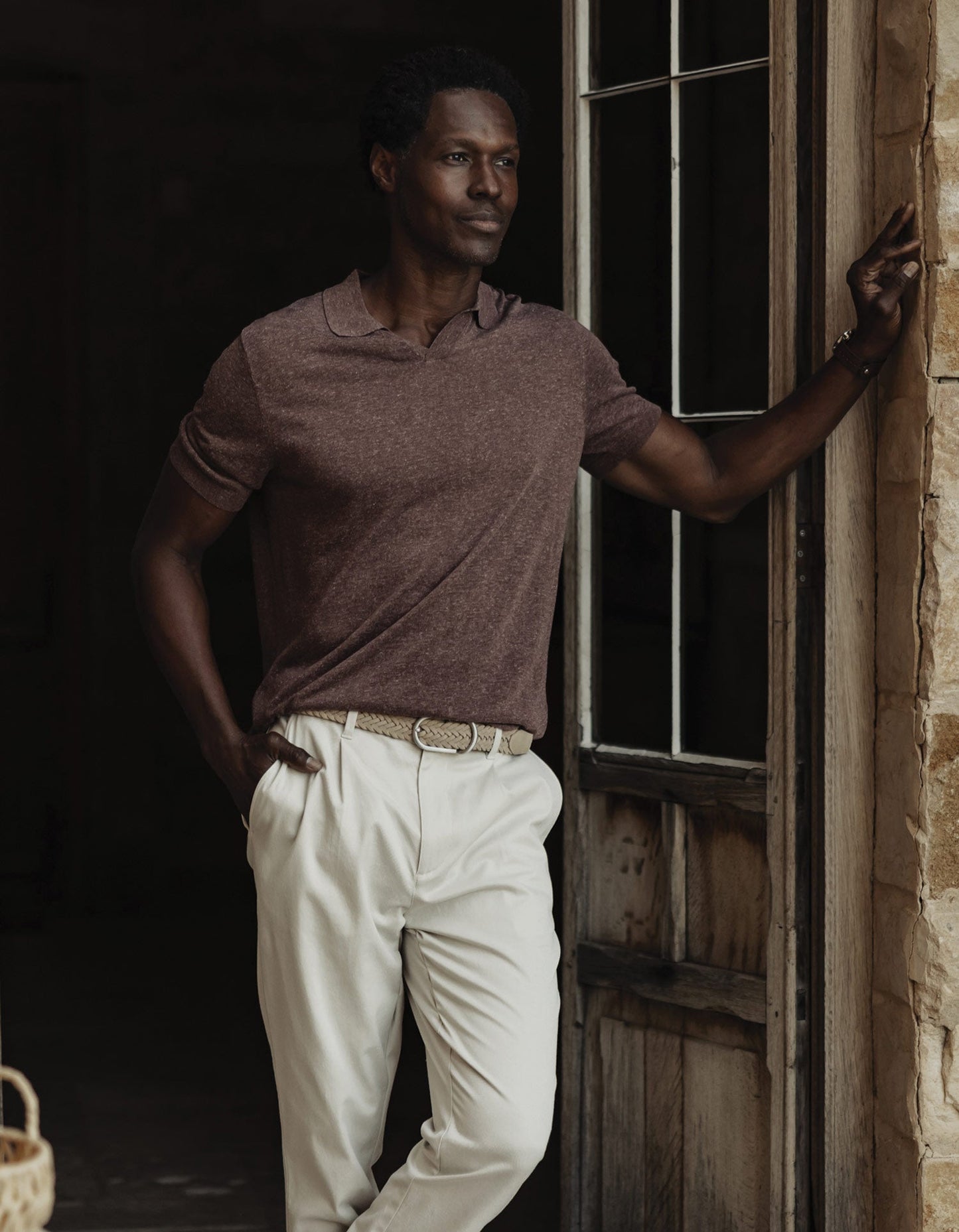 Summer Linen-Blend Polo in Espresso