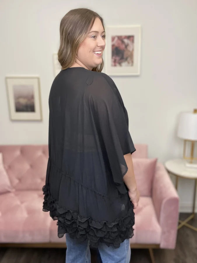 Love Always Wins Women's Ruffled Drawstring Waist Cardi