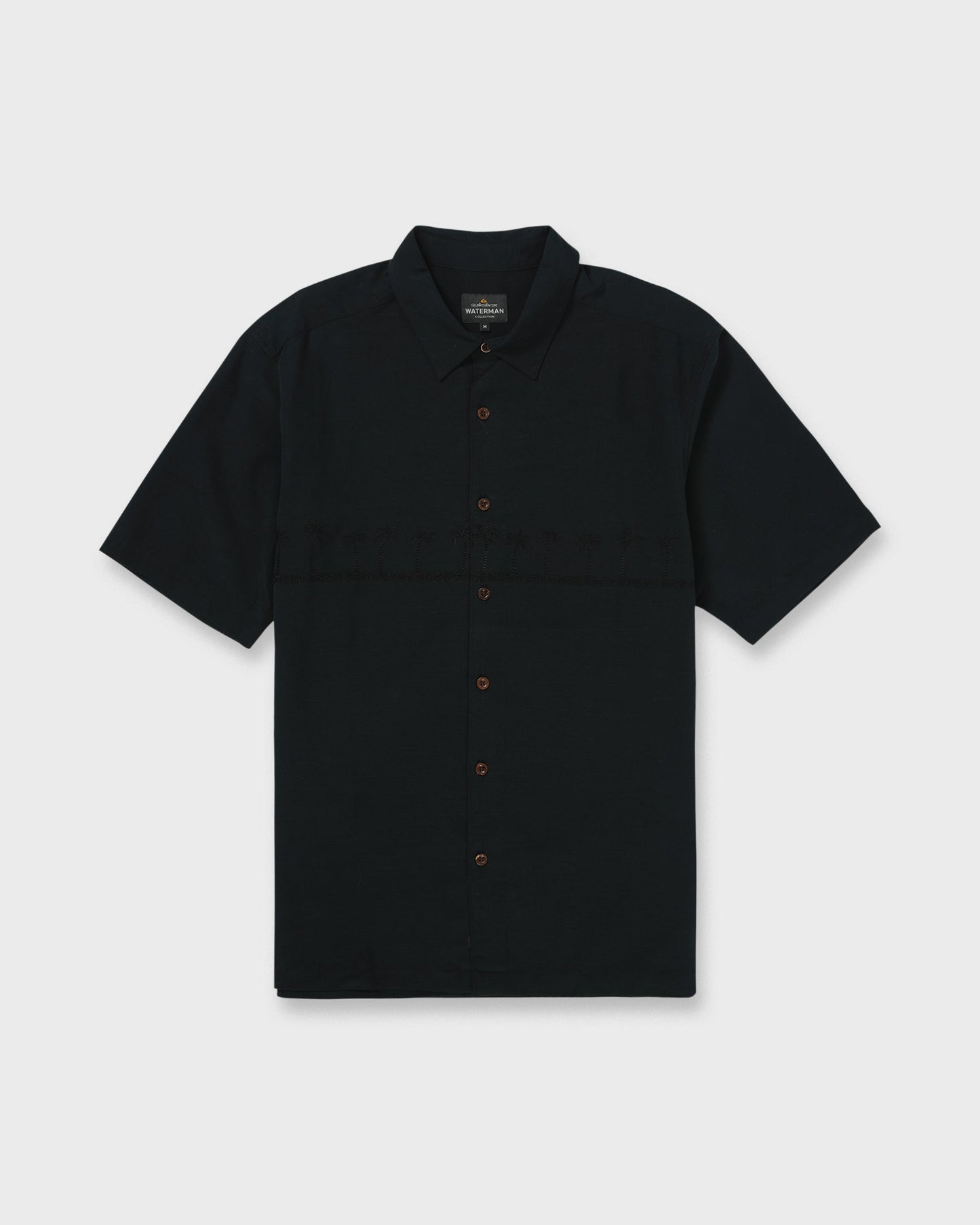 Mens Waterman Tahiti Palms Comfort Fit Short Sleeve Woven Shirt - Black
