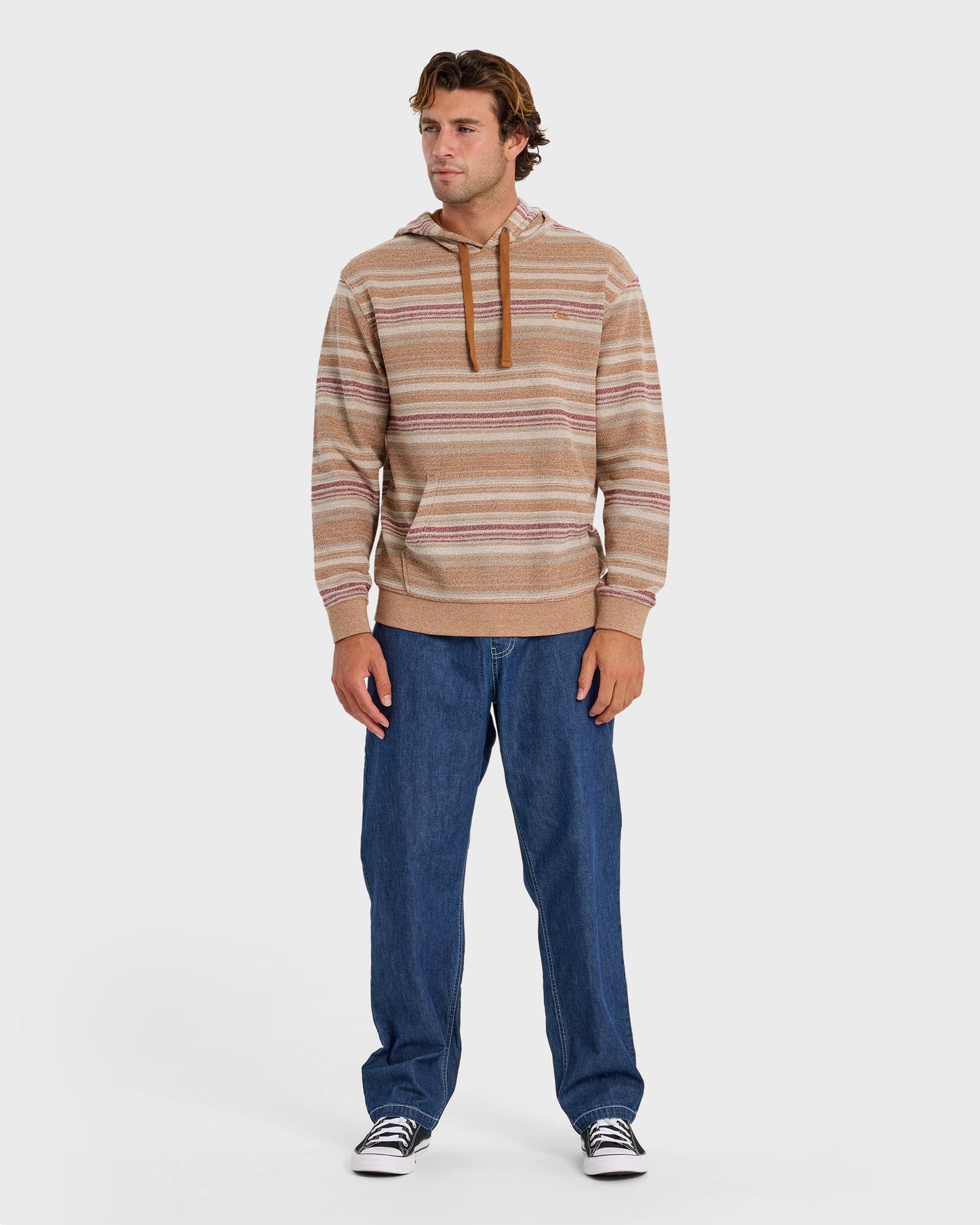 Great Otway Yarn-Dyed Stripe Pullover Hoodie - Bone White