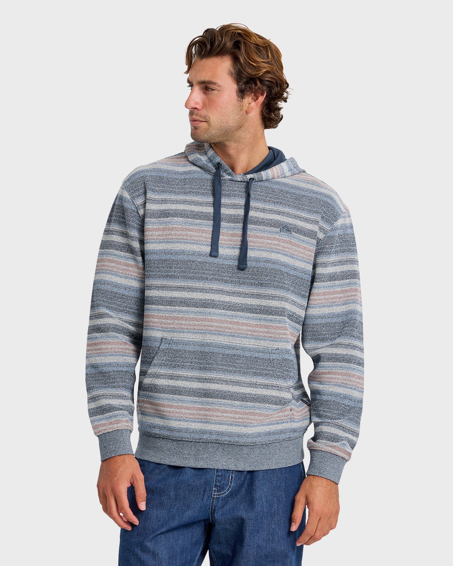 Great Otway Yarn-Dyed Stripe Pullover Hoodie - Dark Denim