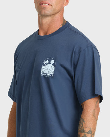 Waterman Out The Back Sueded T-Shirt - Dark Denim