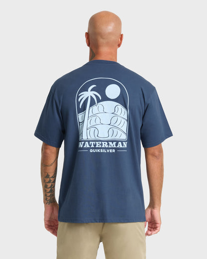 Waterman Out The Back Sueded T-Shirt - Dark Denim
