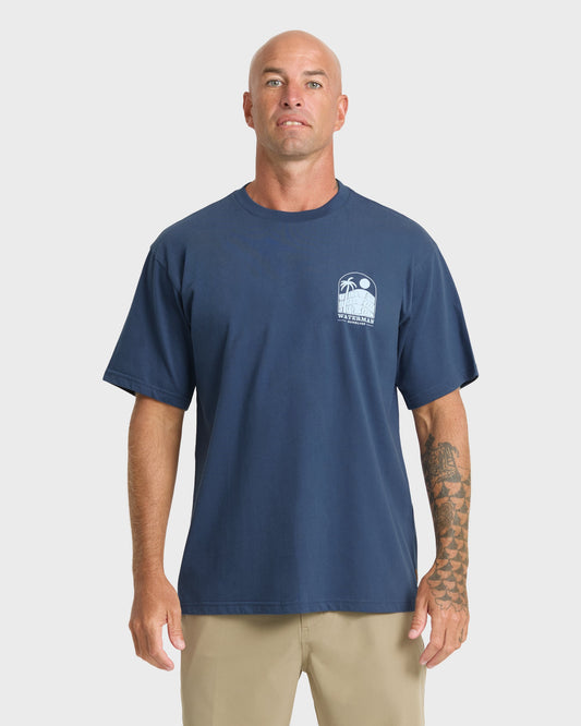 Waterman Out The Back Sueded T-Shirt - Dark Denim