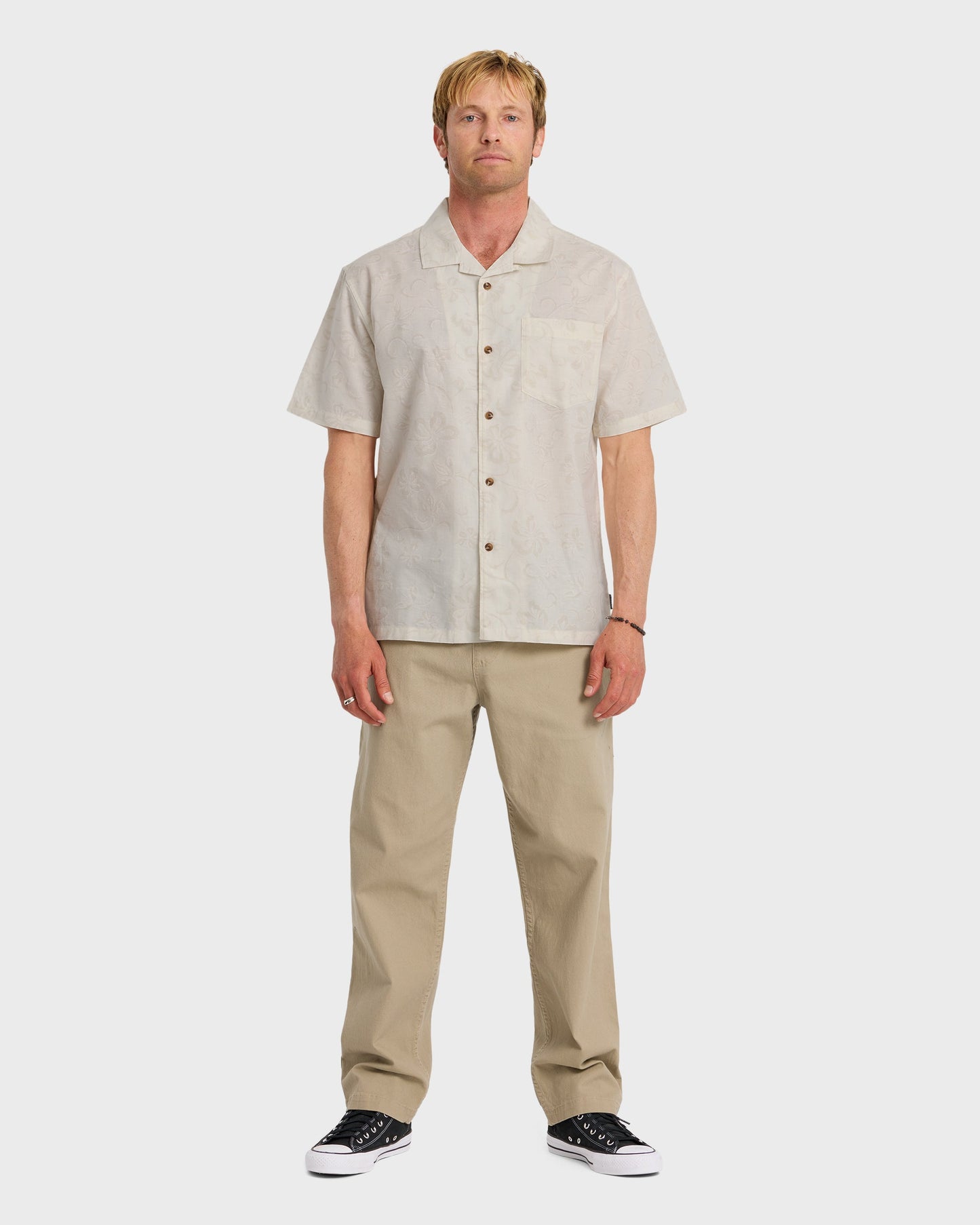 Lo-Biscus DNA Short Sleeve Camp Shirt - Snow White