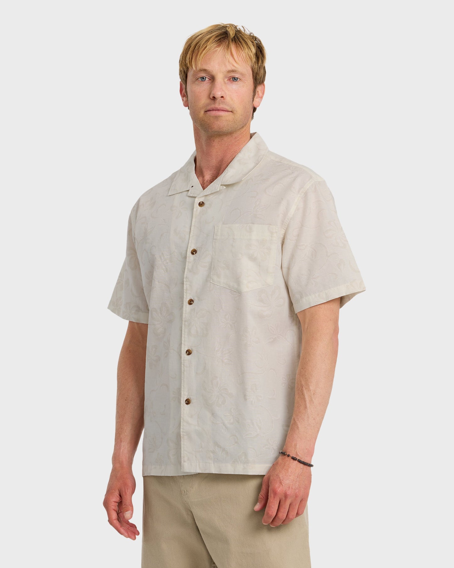 Lo-Biscus DNA Short Sleeve Camp Shirt - Snow White