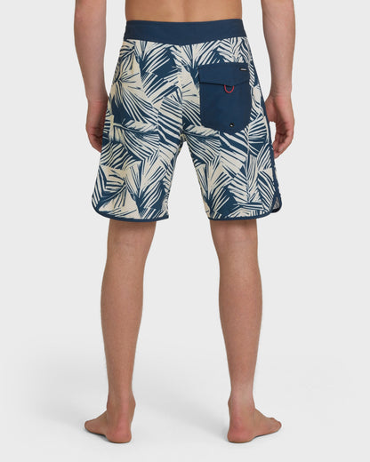 Aruba Palm Scallop 19" Boardshorts - Dark Denim