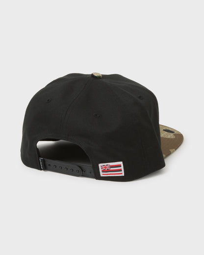 Hi Mana 5-Panel Cotton Twill Snapback Hat - Black