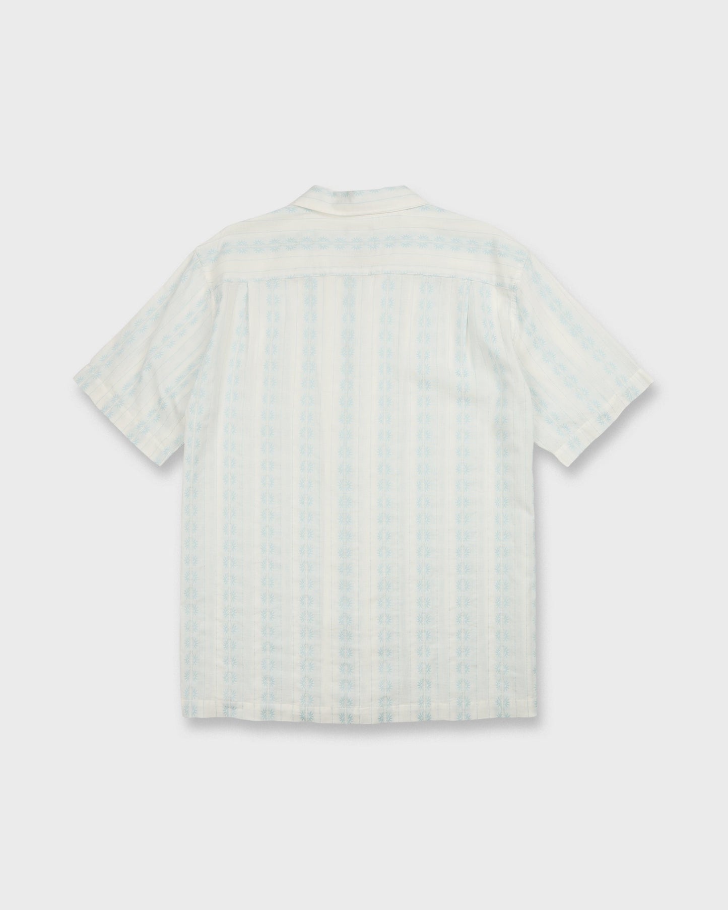Bishop Jacquard Camp Short Sleeve Cotton Shirt - Skyway