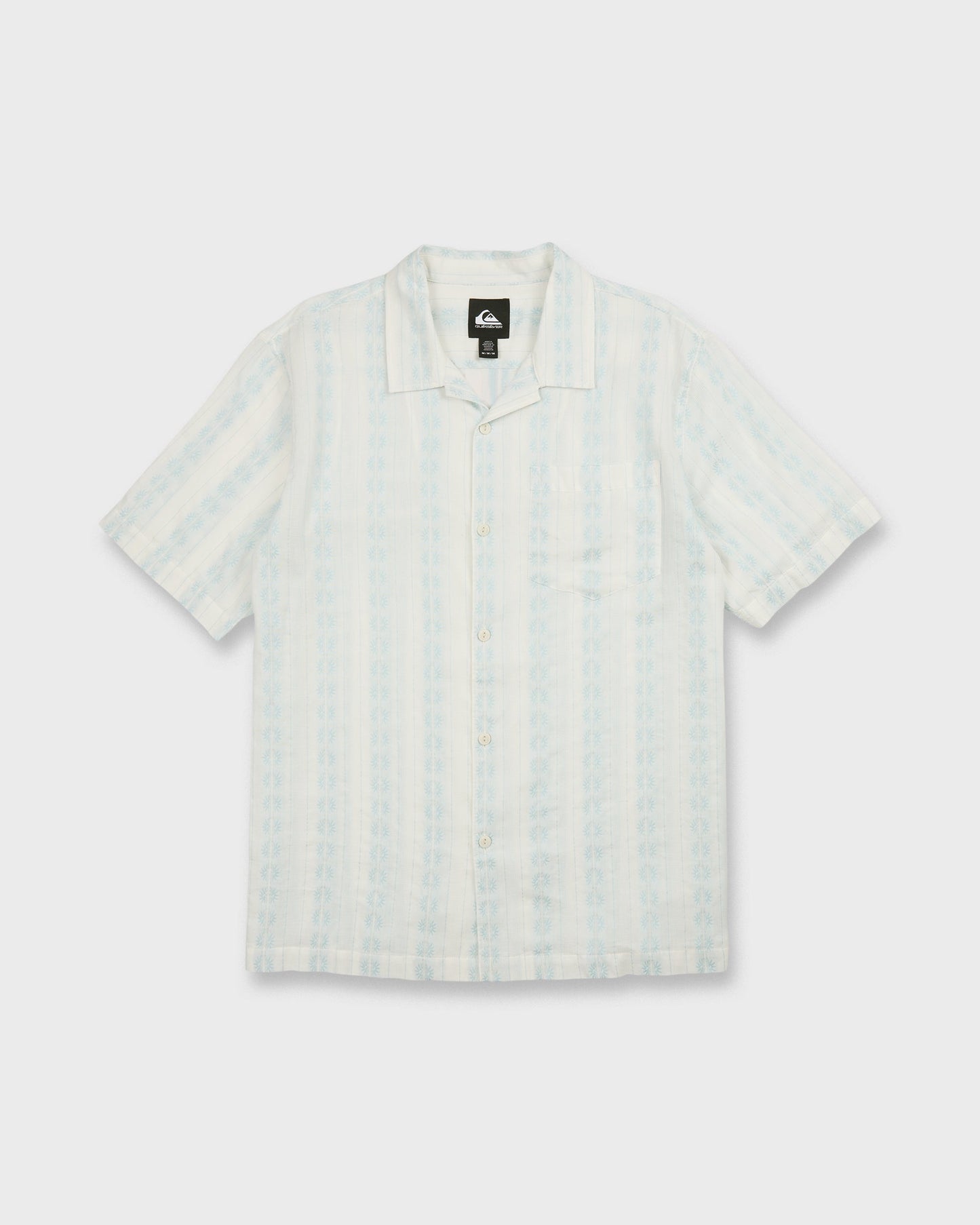 Bishop Jacquard Camp Short Sleeve Cotton Shirt - Skyway