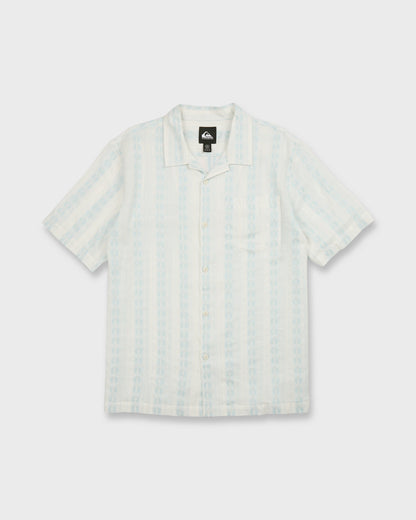 Bishop Jacquard Camp Short Sleeve Cotton Shirt - Skyway
