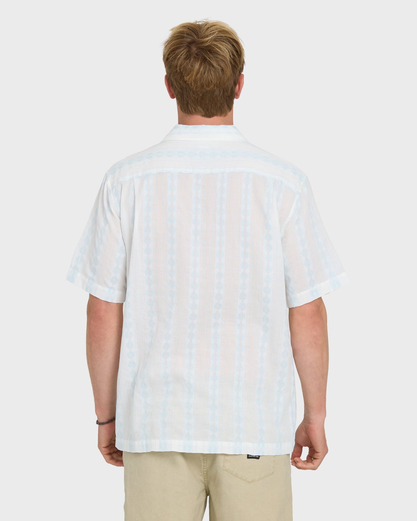 Bishop Jacquard Camp Short Sleeve Cotton Shirt - Skyway