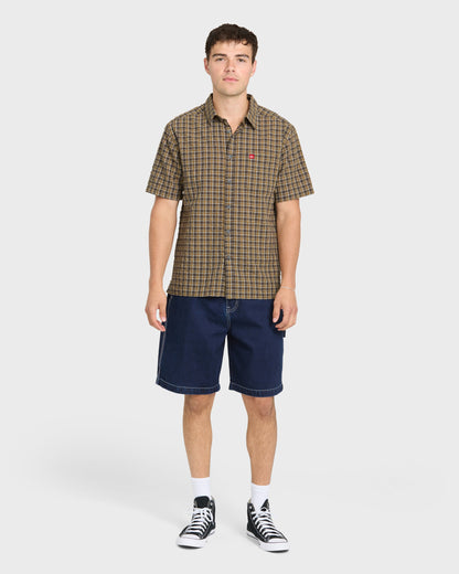 Young Guns Button-Up Short Sleeve Shirt - Major Brown