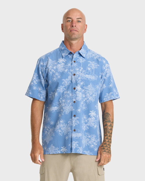 Waterman Island Vibes Short Sleeve Woven Shirt - Riviera