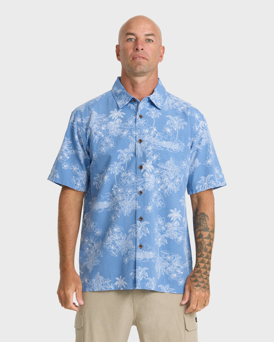 Waterman Island Vibes Short Sleeve Woven Shirt - Riviera