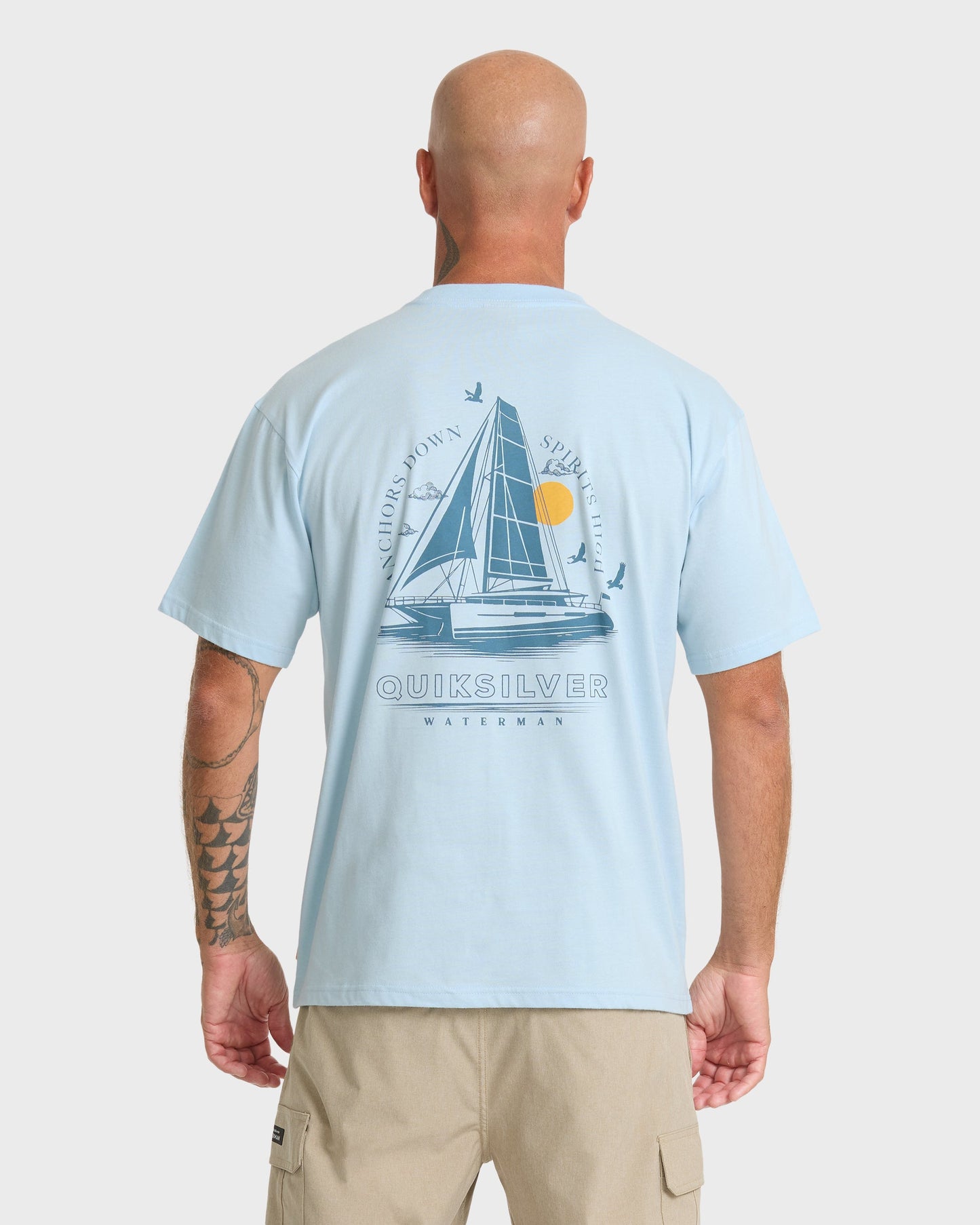 Waterman Anchors Down Classic Short Sleeve Cotton T-Shirt - Skyway