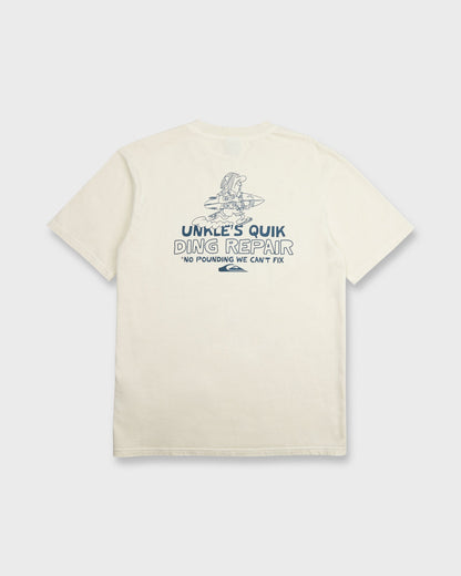Unkles Ding Repair Pigment Dye Short Sleeve Knit T-Shirt - Silver Birch