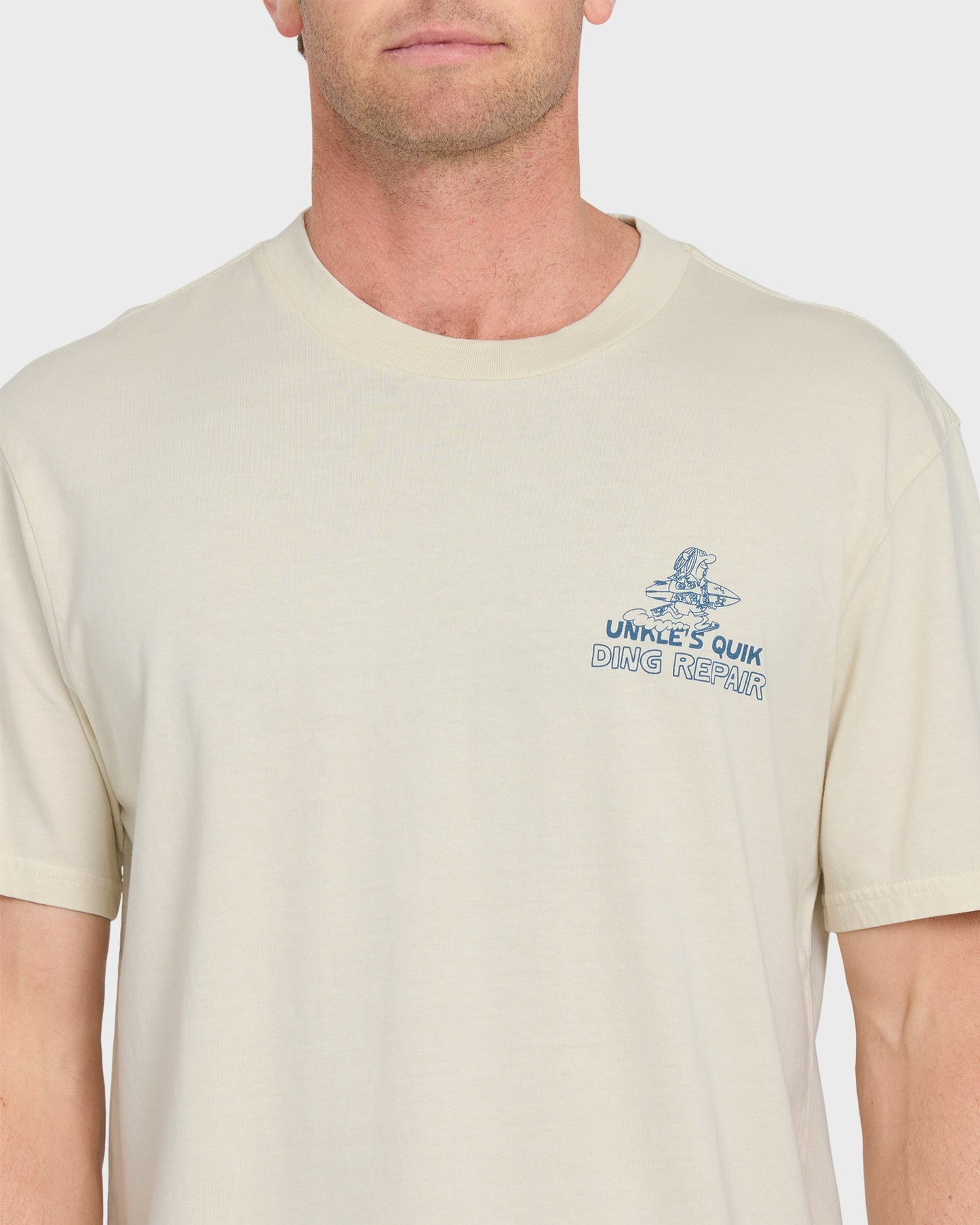 Unkles Ding Repair Pigment Dye Short Sleeve Knit T-Shirt - Silver Birch