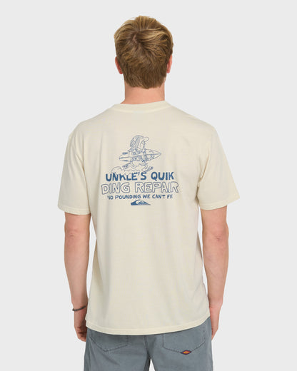 Unkles Ding Repair Pigment Dye Short Sleeve Knit T-Shirt - Silver Birch