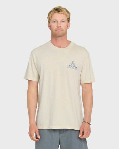 Unkles Ding Repair Pigment Dye Short Sleeve Knit T-Shirt - Silver Birch