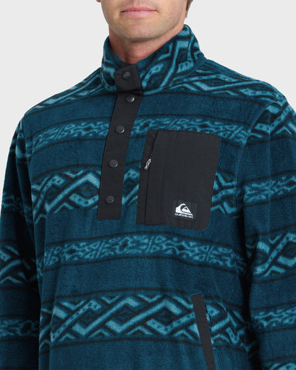 Alpine Button Mock Neck Sweatshirt - Blue Coral