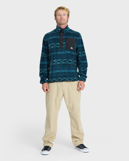 Alpine Button Mock Neck Sweatshirt - Blue Coral