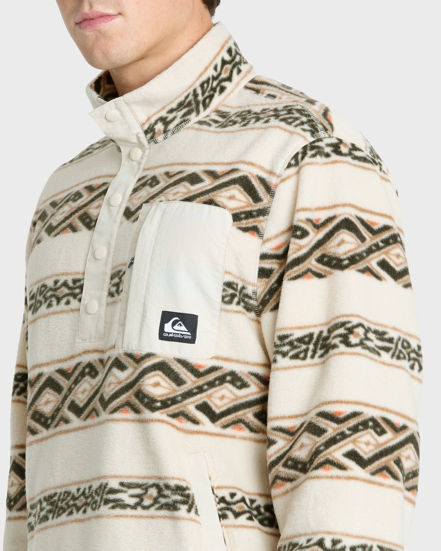 Alpine Button Mock Neck Sweatshirt - Bone White