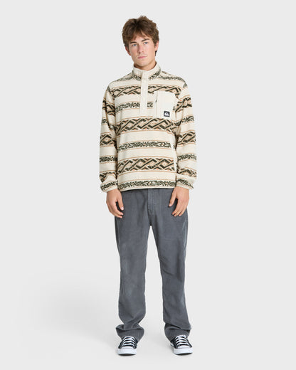 Alpine Button Mock Neck Sweatshirt - Bone White