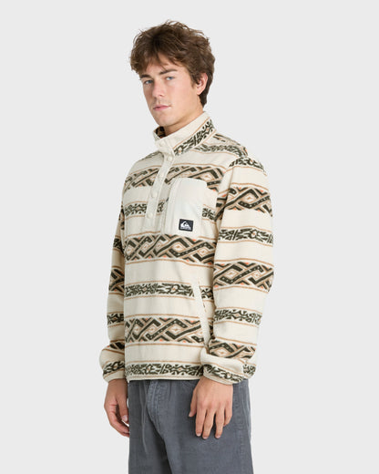 Alpine Button Mock Neck Sweatshirt - Bone White